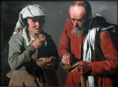 Peasant Couple Eating Peas by Georges de La Tour